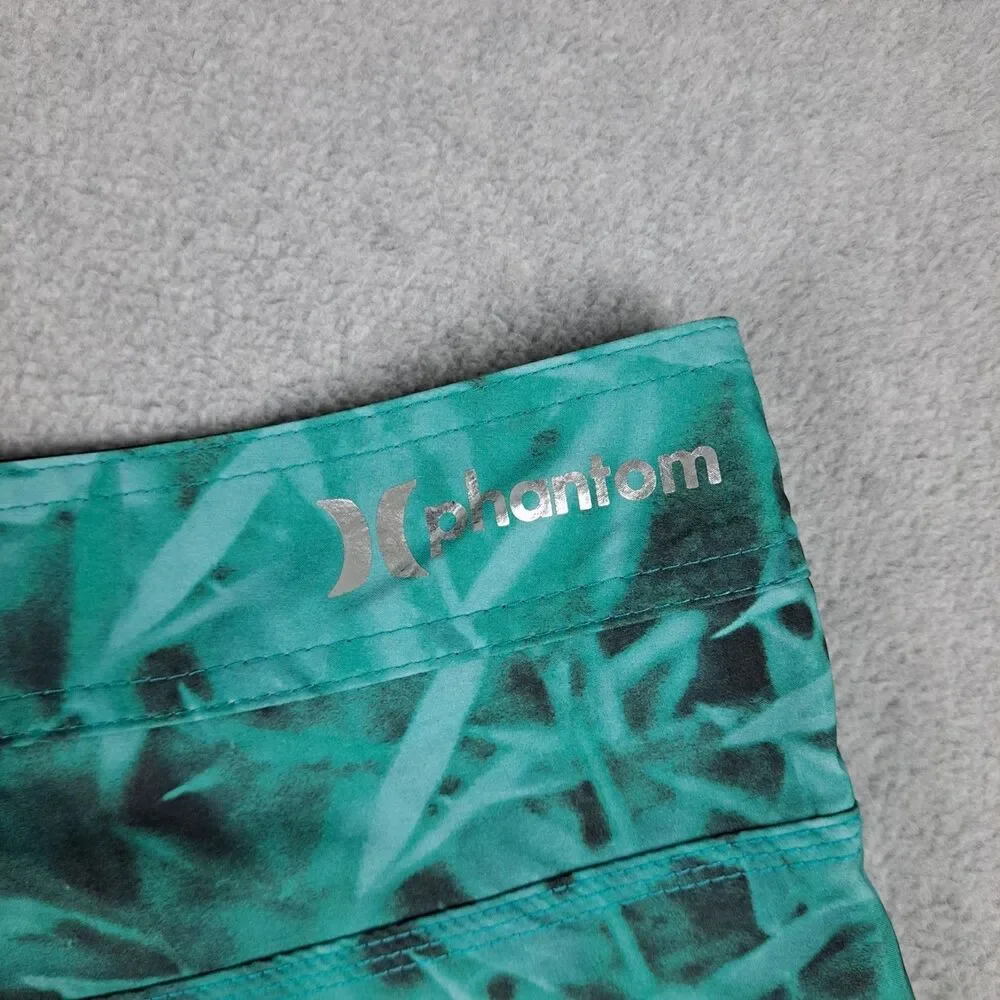 Hurley Phantom Board Shorts Mens 38 Green Black Floral Unlined Beach Summer